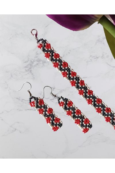 Namaste Vintage Double set of handmade bead bracelets and earrings