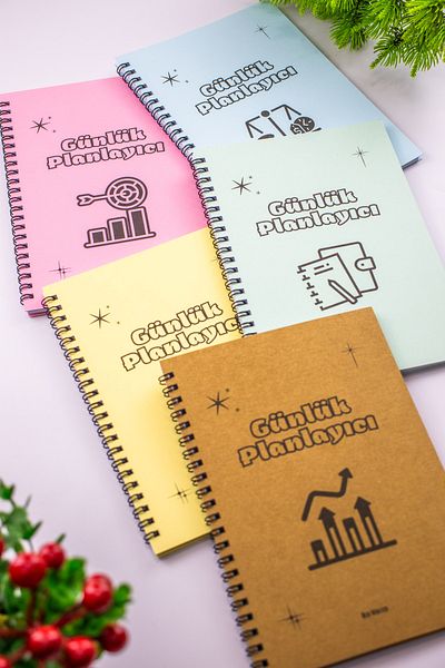 Red Whiter Σημειωματάριο 5 ημερών Daily Planner Business Tracker Σημειωματάριο A5 Kraft-κίτρινο-ροζ-μπλε-πράσινο Κάλυμμα