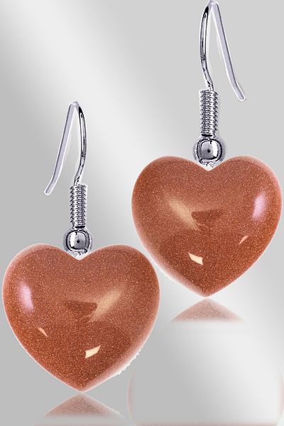 Tesbih Atölyesi Certified Heart Model Brown Star Stone Natural Stone Earrings