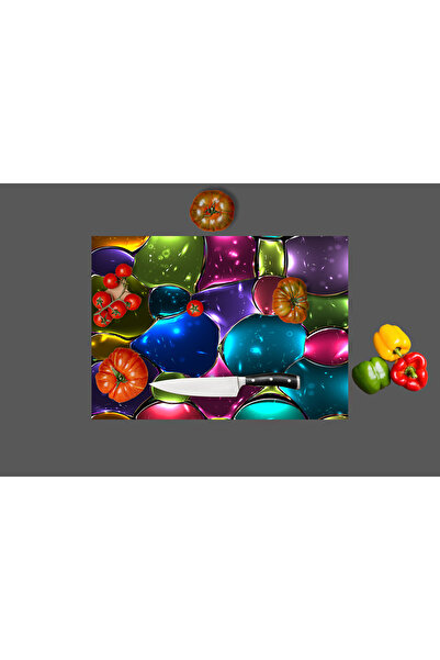 home dekors Glass Cutting Board Colorful Beads Patterned 35x25 cm