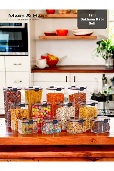 Mars & Hars 12'li Saklama Kabı Seti-Sızdırmaz-Çift Kilit Klipsli-vakum Kapakl...