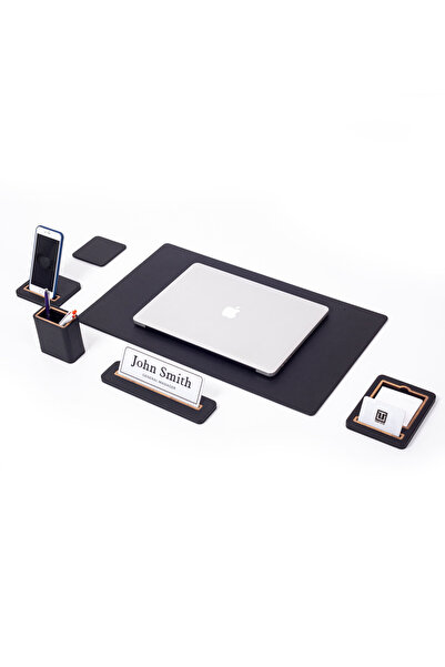 Turgut Office Alya Deri Sümen Takımı 6 Parça Masa isimlikli