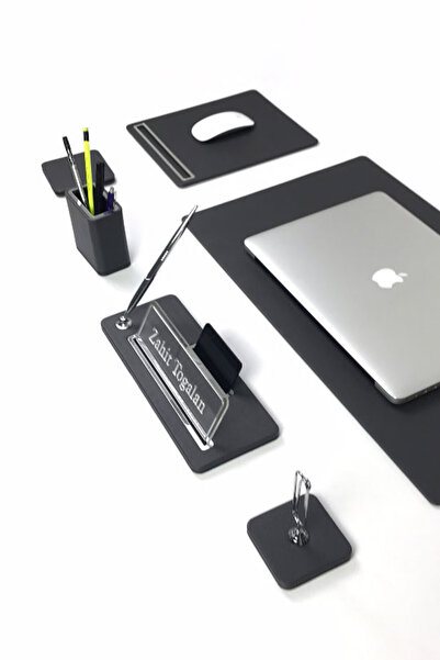 Turgut Office Cavalli Deri Sumen Takımı Antrasit 7 Parça