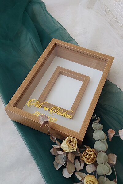 Verda Çerçeve Yeni Model 25x35 Cm Bambu Isimli Ledsiz Fotoğraf Alanlı Model Tasarım Gül Kutusu Anı Çerçevesi!