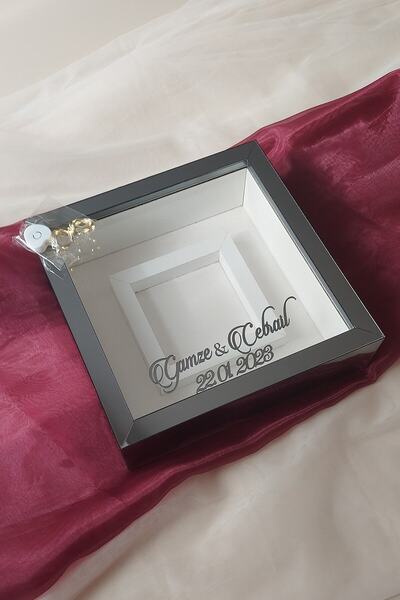 Verda Çerçeve Ledli 25x25 Cm Fotoğraf Bölümlü Füme Pleksi Kaplı Verda Anı Çer...