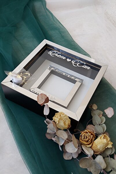 Verda Çerçeve Ledli 25x25 Cm Fotoğraf Bölümlü Siyah-gümüş Renk Verda Anı Çerç...