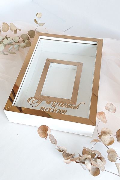 Verda Çerçeve Model nou fără LED-uri 25x35 cm alb-bronz zonă foto model design cutie trandafir Rama memorie!