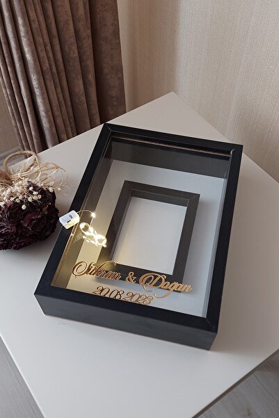 Verda Çerçeve 25x35 Cm Siyah Fotoğraf Alanlı Model Tasarım Gül Kutusu Anı Çer...