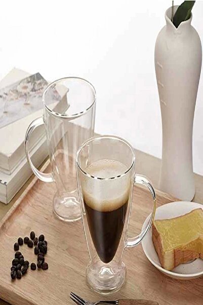 Rosemor Çift Cidarlı Bardak Basık Taban Kahve Çay Fincanı Süt Çay Kahve Su Ba...