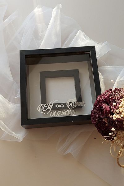Verda Çerçeve Black 25x25 Cm Verda Memory Frame with Photo Section - 6 Cm Depth Memory Frame