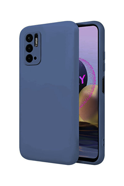Molly Xiaomi Redmi Note 10 5G İçin Kot Mavisi Liquid İçi Kadife Silikon Kılıf
