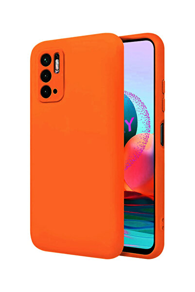 Molly Xiaomi Redmi Note 10 5G İçin Turuncu Liquid İçi Kadife Silikon Kılıf