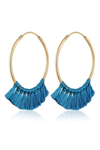 ELLI Ohrringe Creolen Quaste Quaste Festival Boho 925 Silber