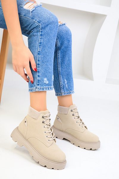 SOHO Beige Suede Women's Boots & Booties 18622