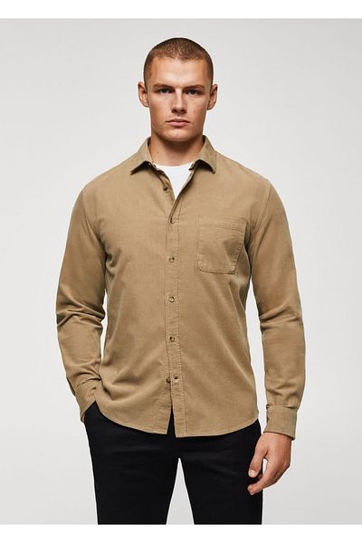 MANGO Man Πουκάμισο με μικρο twill κανονικό κόψιμο