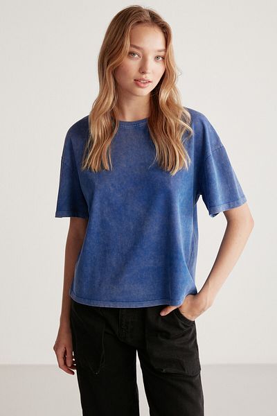 GRIMELANGE Oversize Blue T-shirt - Eliza Washed