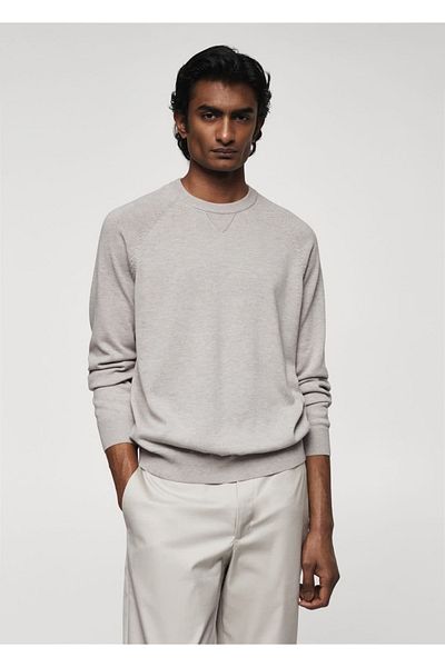 MANGO Man Pulover din tricot subțire din bumbac