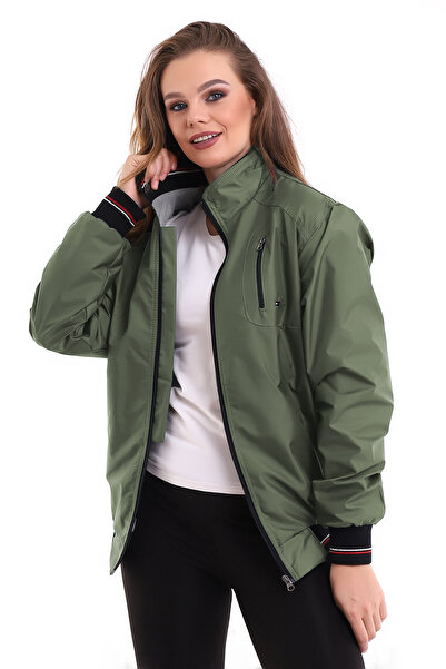 Genel Markalar Kadın Mevsimlik Dik Yaka Astarlı Cepli Su Itici Oversize Mont