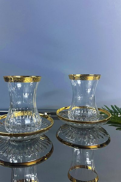 Paşabahçe طقم أكواب شاي من 12 قطعة مصنوع يدويًا من القش من Decostyle