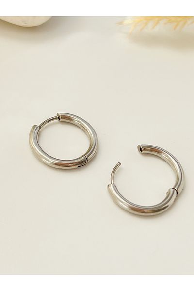 KOALA COMPANY STEEL SILVER COLOR HOOP EARRINGS 1.5 CM