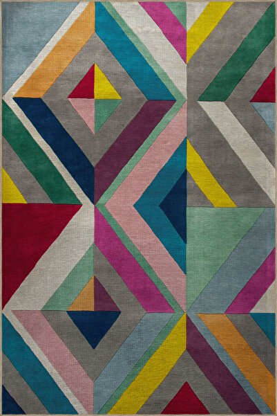 Rugs Modern Halı Многоцветен модерен декоративен килим с шарка на смесени чет...