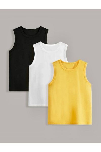 MADALİNA BOY'S COTTON 3-PACK ATHLETE YELLOW BLACK WHITE
