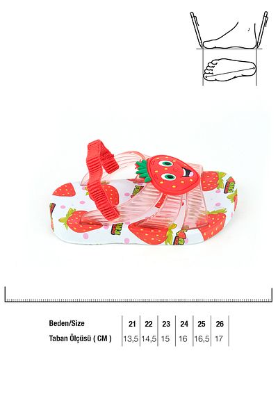 GEZER Summer Strawberry Patterned Girls' Slippers Sandals Suitable for Wet Floor
