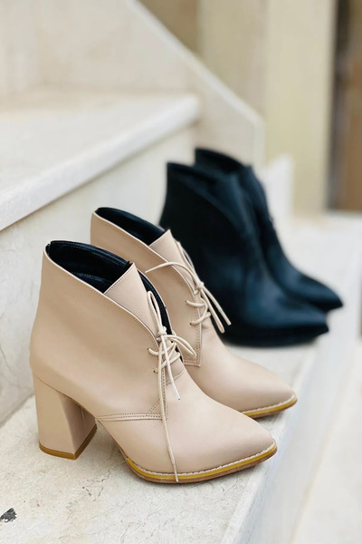 Minaj Store Women's Leather Lace-up Boots