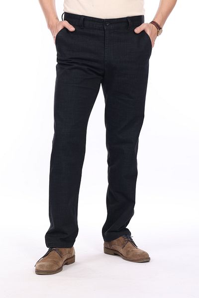 Yeniay Men's Spring Black Lycra Side Pocket Jeans Classic Cut