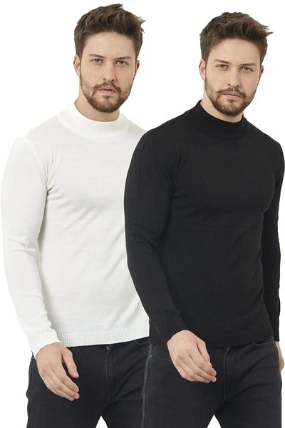 allymoda Мъжки пуловер с половин яка ALLY-292