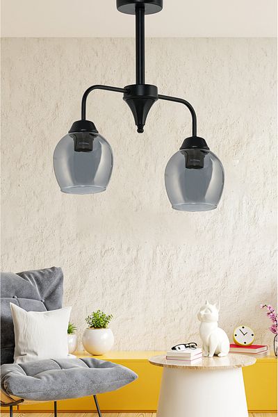 DEDE DOUBLE PLAFONIER BLACK CHANDELIER GLAZED