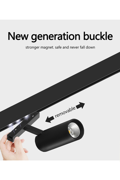 LED PROJEM 12W Magnet Led Ray Spot Magnet Spot Aydınlatma Magnetic Light Siyah Günışığı 48V