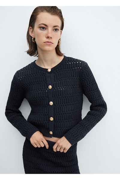 MANGO Woman Jewel Buttoned Knitted Cardigan