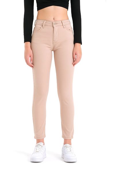 LİMABEL Ψηλόμεσο Κρέμα Skinny Jeans Lycra Strechy Jeans