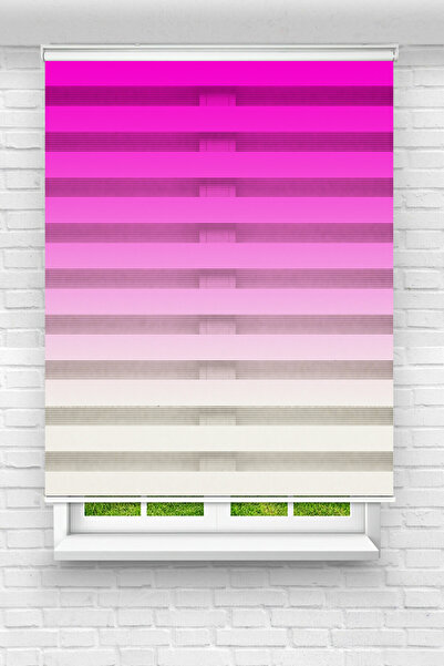 vanilyahome Genç Odası Pembe Renk Geçişli Dijital Baskılı Zebra Perde