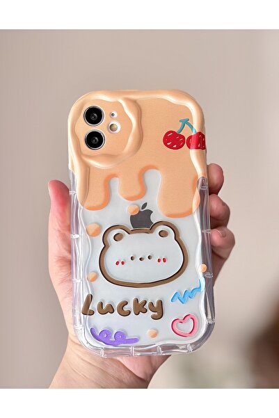 MİRAZ TASARIM آيفون 11 حافظة شفافة بنقشة دمية دب شفافة