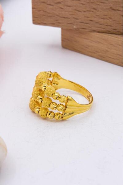 latif kuyumcu 22 Ayar Altın Yüzük Üç Sıra Dorika Kadın Yüzük LKYZK1387