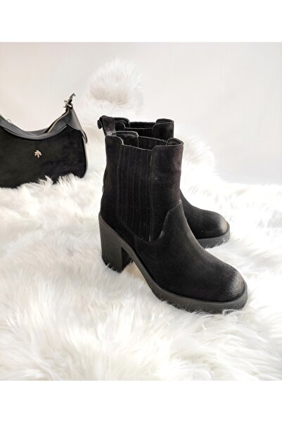 Of&Off KADIN HAKİKİ DERİ KALIN TOPUKLU BOT