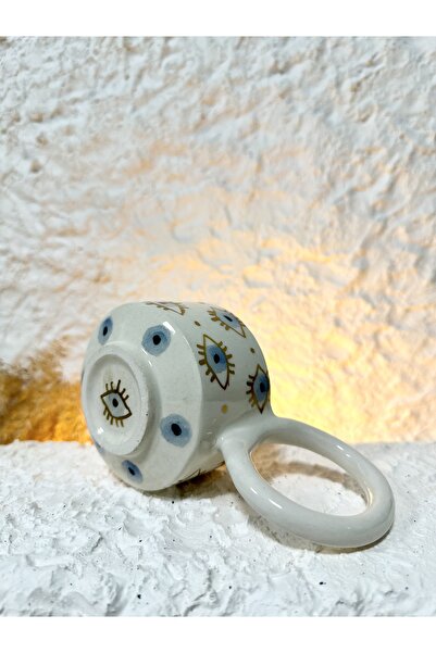 WindArtCeramic el yapımı seramik tasarım yaldız nazar kupa