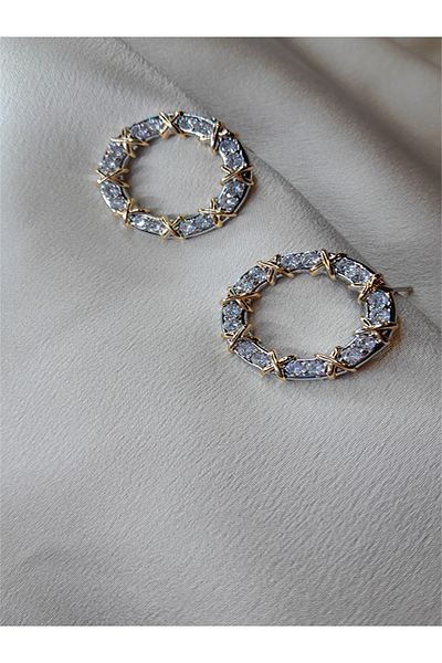 fiore fashion tiff brand xoxo earrings stainless steel with stones