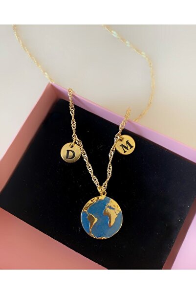 Asia by Leuvoié Çift Harfli Dünya Kolye