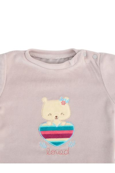 Bebitof Hearted Teddy Bear 2-Piece Velvet Baby Set