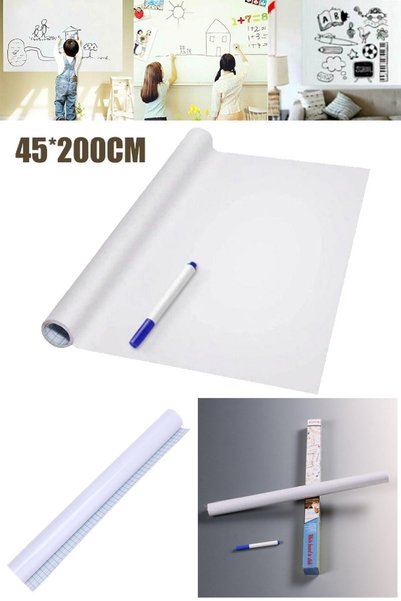 BİTERSE Yapışkanlı Beyaz Tahta Sticker Eğitim Ve Mesaj Panosu 45cm x 200cm