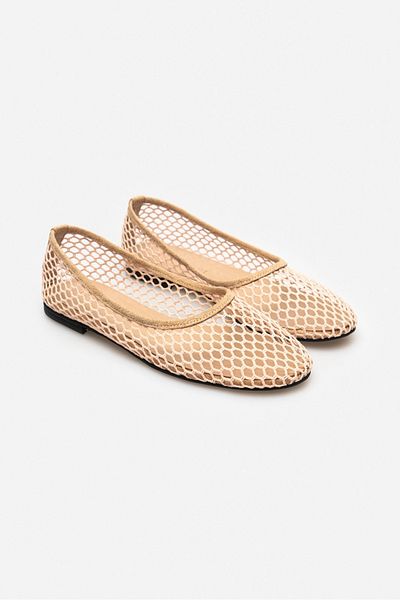 NİŞANTAŞI SHOES Zahra bézs hálós lapos talpú női balerinák