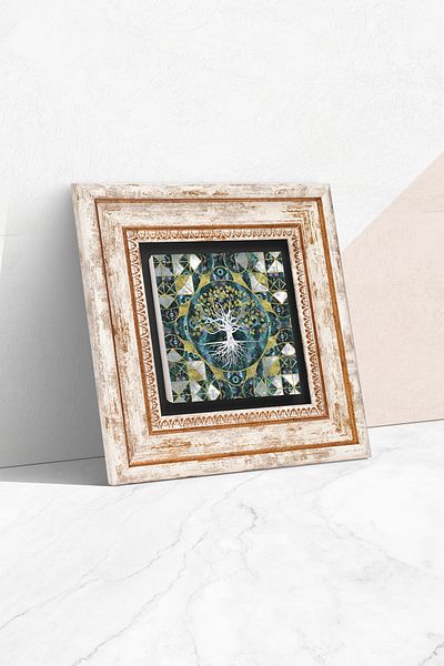 Pinecone Arborele vieții Pictură pe perete cu piatră înrămată Decor de perete Tk1-238