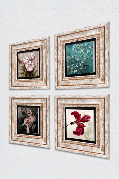 Pinecone Lalea, arbore de migdale Van Gogh, seria Spring Fall, decor de perete înrămat cu pictură pe piatră cu flori de fluture