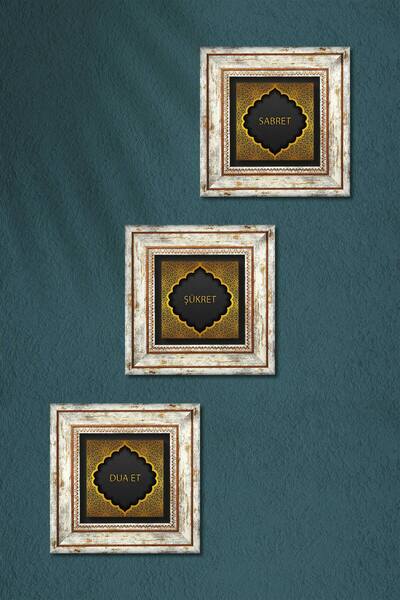 Pinecone Pray, Give Thanks, Be Patient Stone Wall Painting Framed Wall Decor 3 Piece Painting Set Wall Art