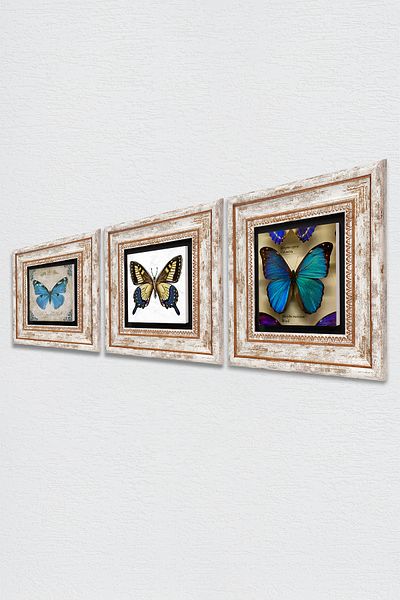 Pinecone Πέταλο Πέταλο Ζωγραφική Τοίχων Διακόσμηση Τοίχου με κορνίζα 3 τεμαχίων Σετ Ζωγραφικής Τέχνης Τοίχων