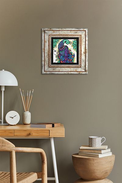Pinecone Pictură de perete cu piatră de păun, decor de perete înrămat, artă de perete Tk1-81