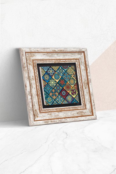 Pinecone Ethnic Pattern Stone Wall Painting Πλαίσιο Διακόσμηση τοίχου Wall Art Tk1-380